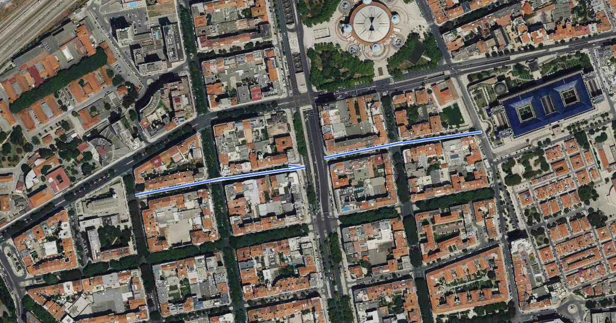 Маршрут Ciclovia Avenida Barbosa do Bocage на спутниковом снимке