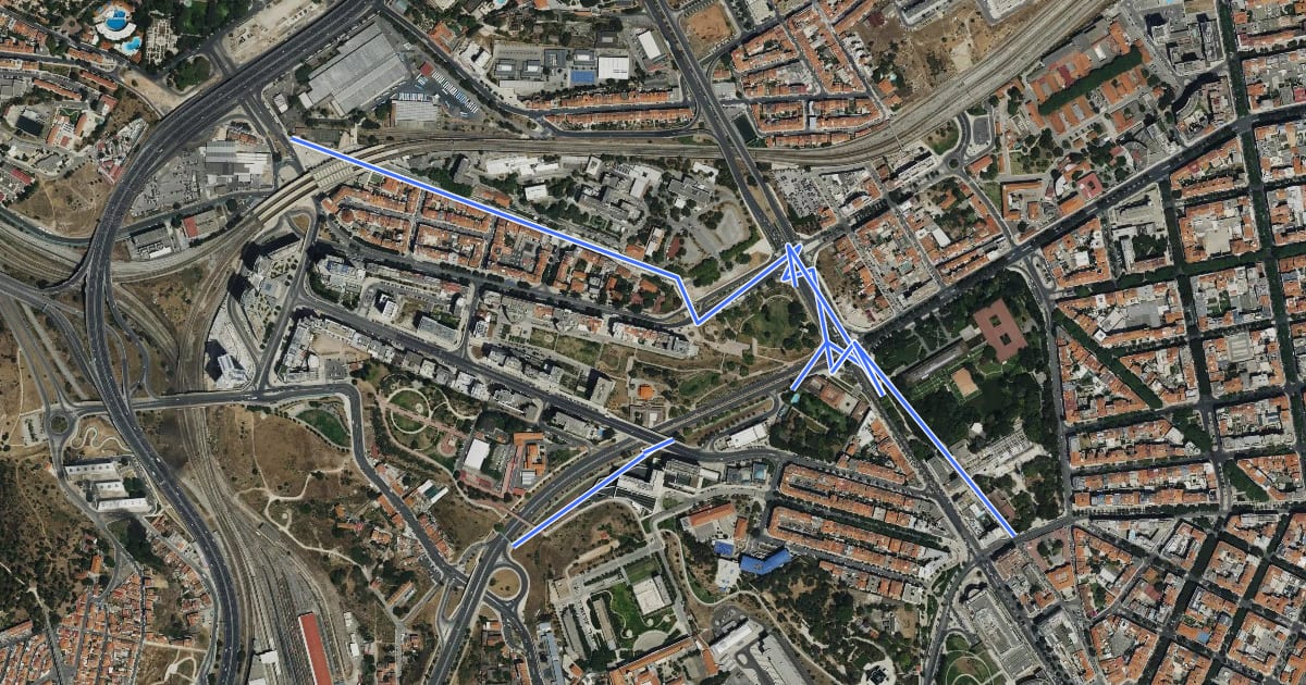 Маршрут Ciclovia Avenida Calouste Gulbenkian - Praça de Espanha на спутниковом снимке