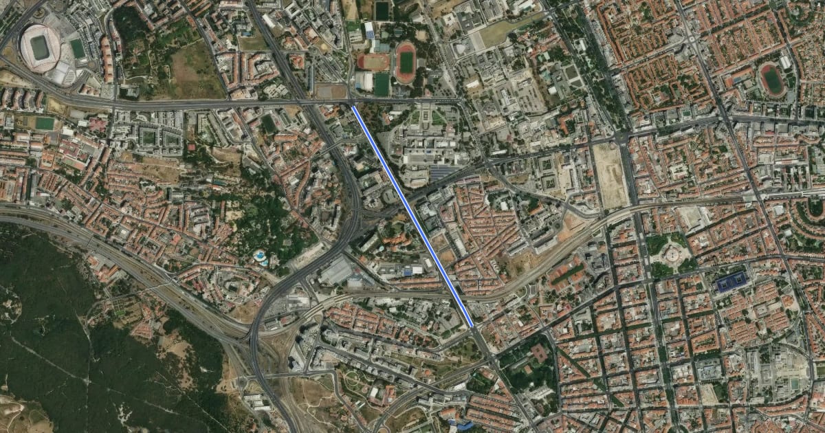 Маршрут Ciclovia Avenida dos Combatentes на спутниковом снимке