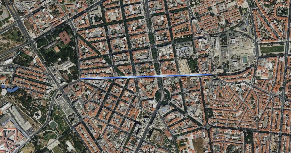 Маршрут Ciclovia Avenida Duque de Ávila на спутниковом снимке