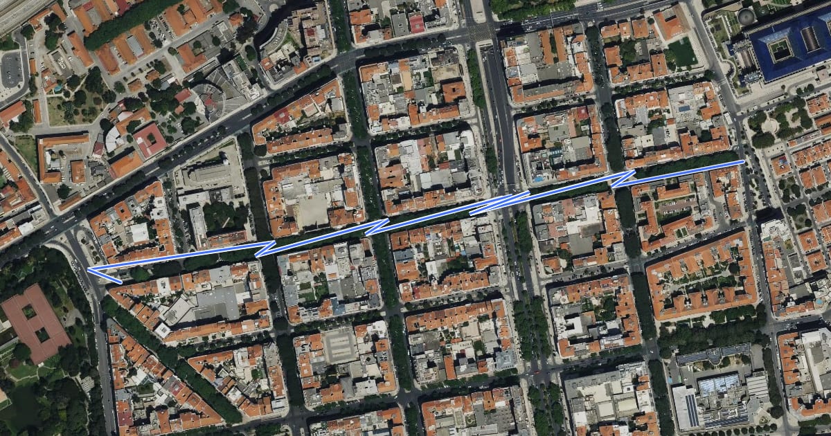 Маршрут Ciclovia Avenida Elias Garcia на спутниковом снимке