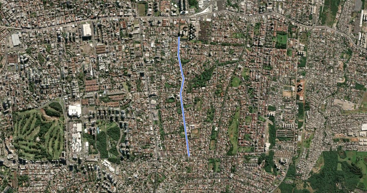 Маршрут Ciclovia Benno Mentz на спутниковом снимке