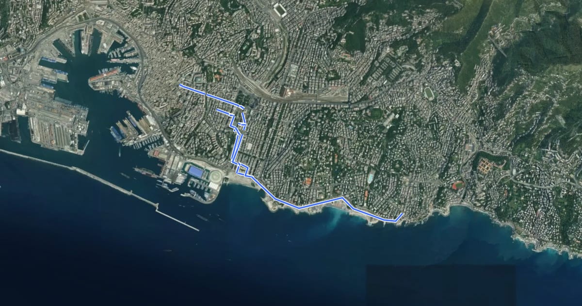 Маршрут Ciclovia Boccadasse - De Ferrari на спутниковом снимке