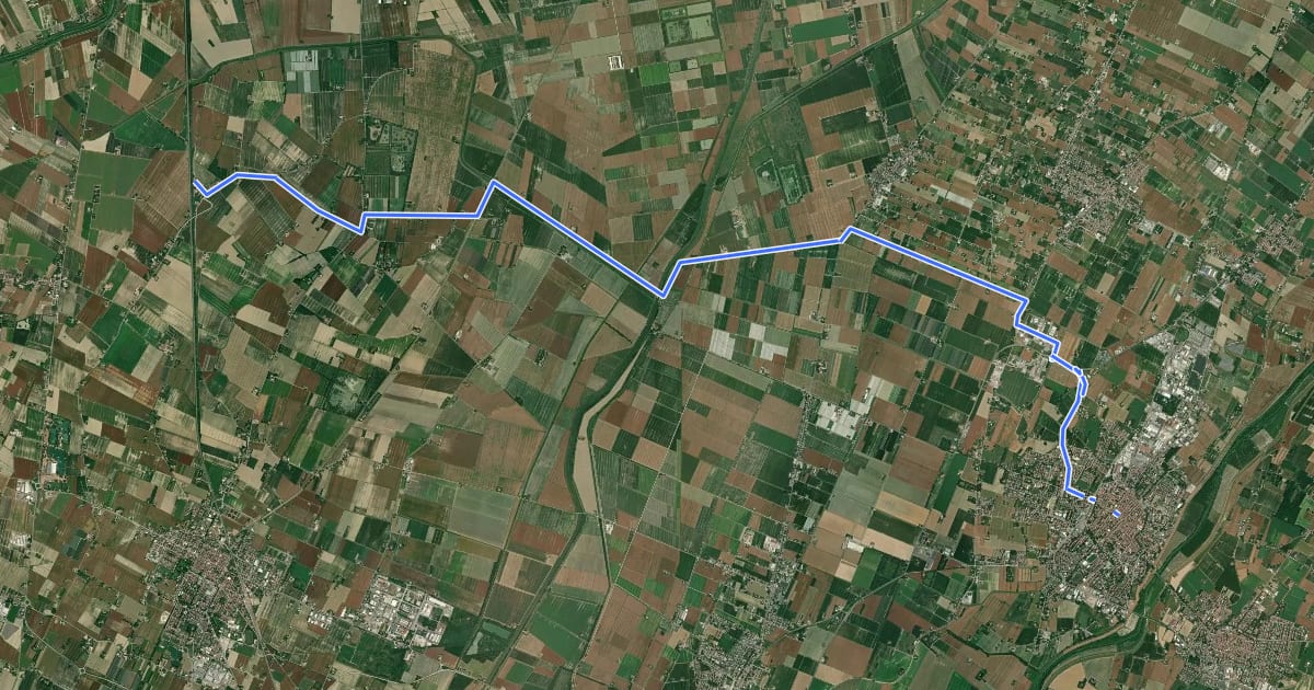Маршрут Ciclovia Bolognina-Cento на спутниковом снимке