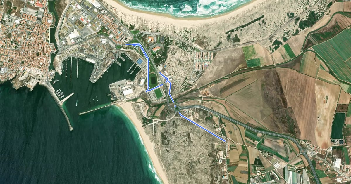 Маршрут Ciclovia Consolação-Peniche на спутниковом снимке