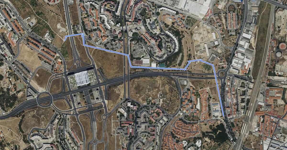 Маршрут Ciclovia Corredor Verde Oriental на спутниковом снимке