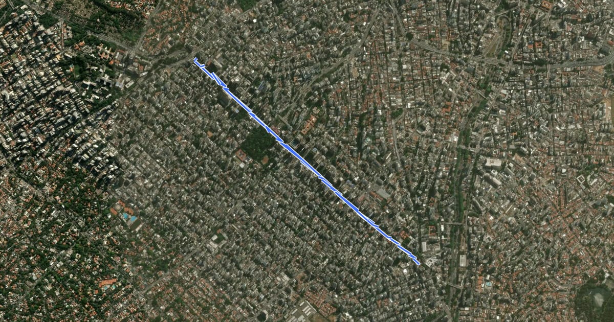 Маршрут Ciclovia da Avenida Paulista на спутниковом снимке
