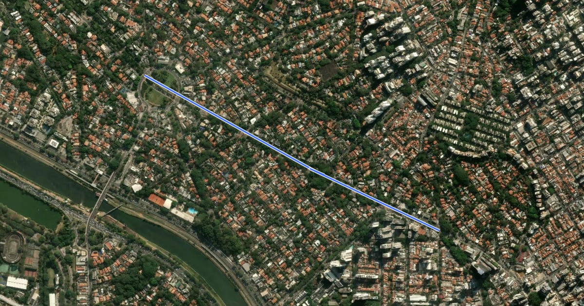 Маршрут Ciclovia da Avenida Pedroso de Morais на спутниковом снимке