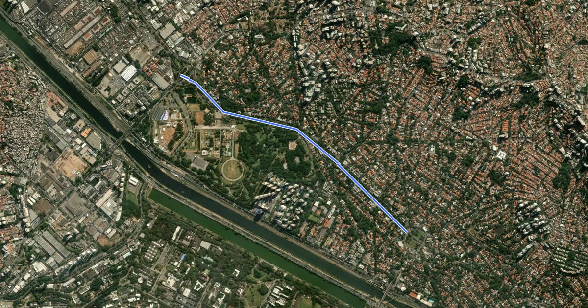 Маршрут Ciclovia da Avenida Professor Fonseca Rodrigues на спутниковом снимке
