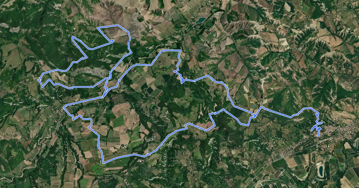 Маршрут Ciclovia dei Gessi на спутниковом снимке