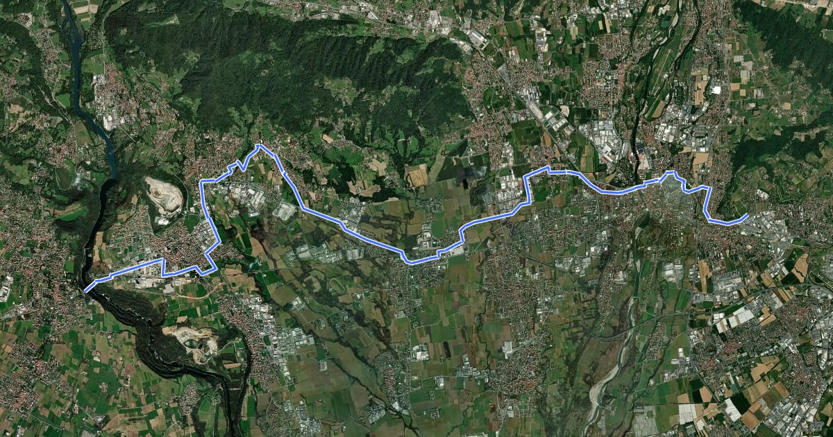 Маршрут Ciclovia dei Laghi Nord/Ovest на спутниковом снимке
