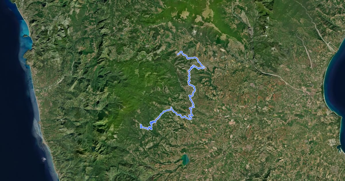 Маршрут Ciclovia dei Parchi della Calabria - Tappa 2 на спутниковом снимке