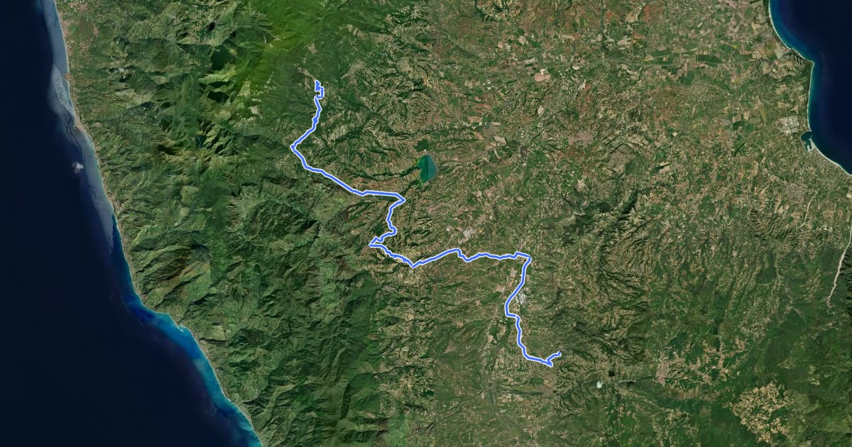 Маршрут Ciclovia dei Parchi della Calabria - Tappa 3 на спутниковом снимке