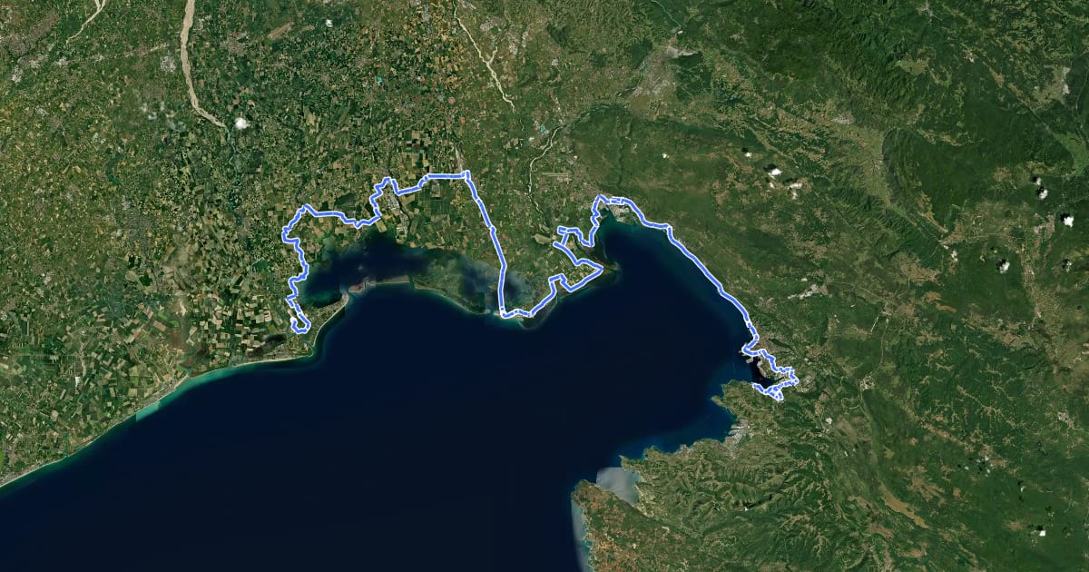 Маршрут Ciclovia del Mare Adriatico на спутниковом снимке