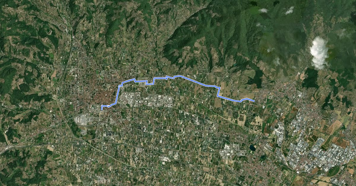 Маршрут Ciclovia del Sole на спутниковом снимке