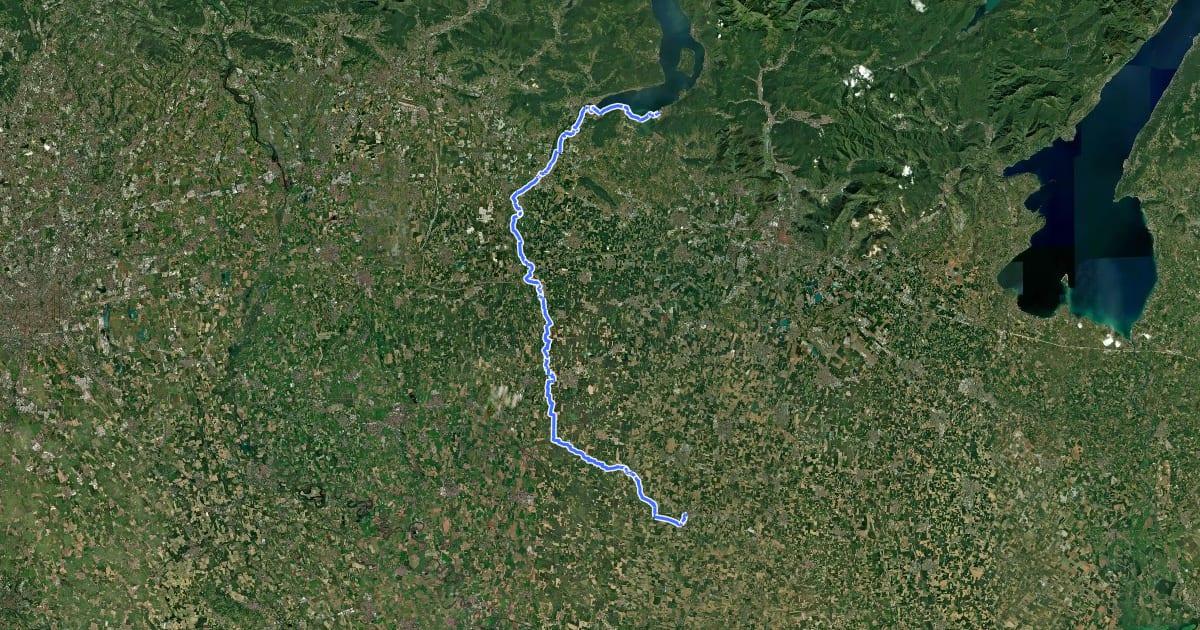 Маршрут Ciclovia dell'Oglio - Tappa 3: Iseo - Pontevico на спутниковом снимке
