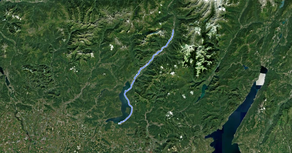 Маршрут Ciclovia della Valcamonica на спутниковом снимке