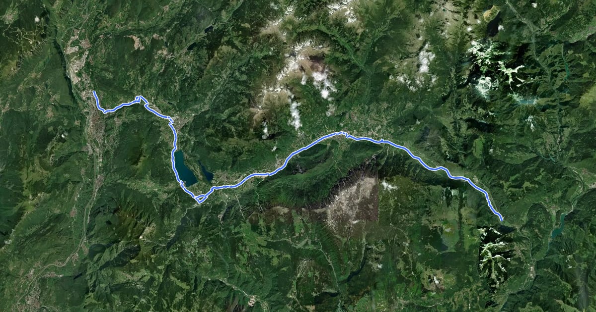 Маршрут Ciclovia della Valsugana на спутниковом снимке