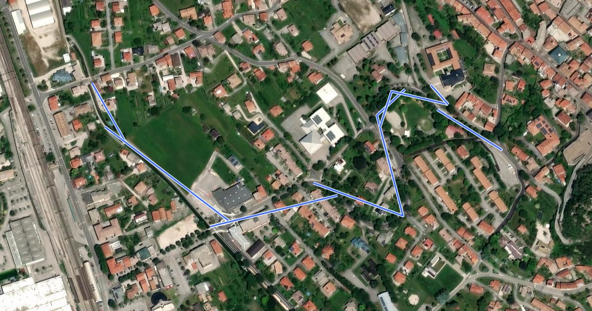Маршрут Ciclovia di Sant’Antonio da Gemona del Friuli a Padova на спутниковом снимке