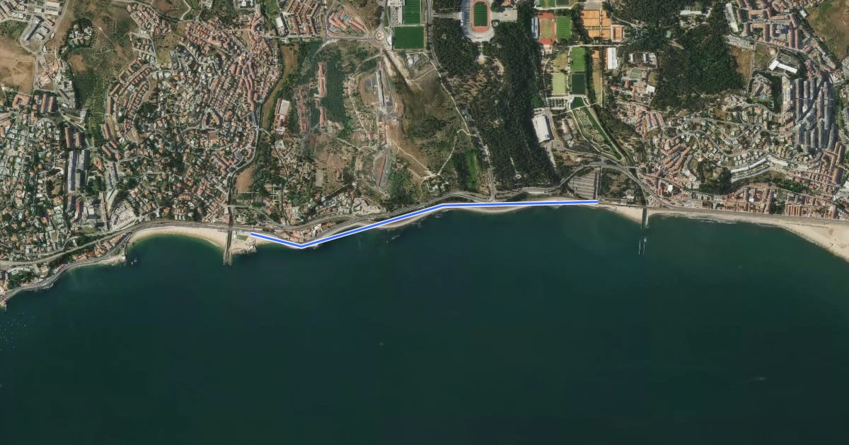 Маршрут Ciclovia do Passeio Marítimo Caxias/Cruz Quebrada на спутниковом снимке