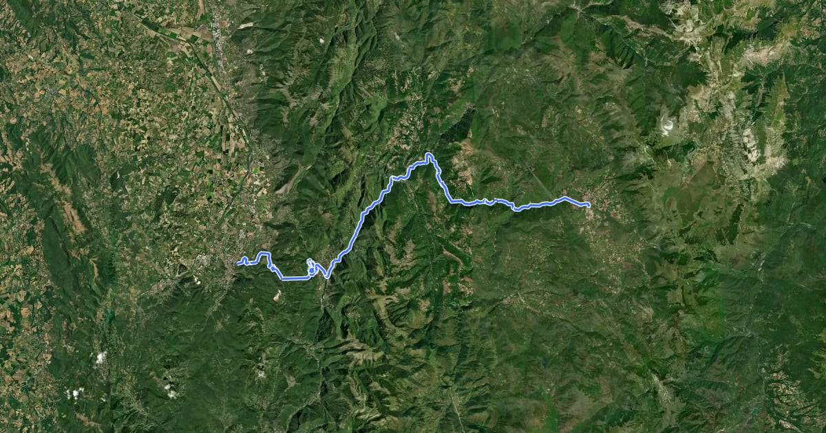 Маршрут Ciclovia Ex ferrovia Spoleto-Norcia на спутниковом снимке