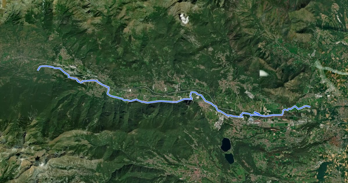Маршрут Ciclovia Francigena della Val di Susa на спутниковом снимке