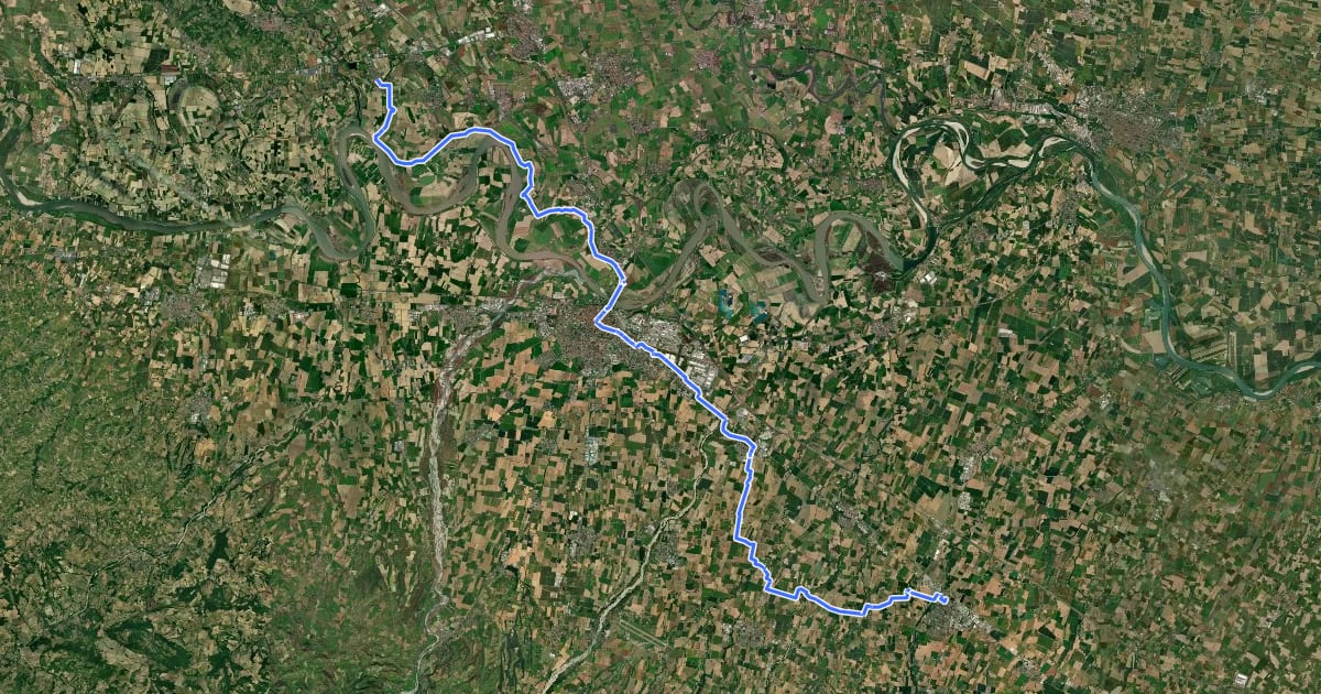 Маршрут Ciclovia Francigena - VFB08 на спутниковом снимке