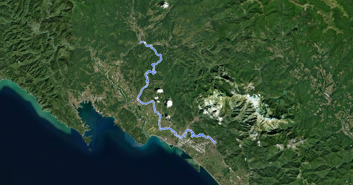 Маршрут Ciclovia Francigena - VFB12 на спутниковом снимке