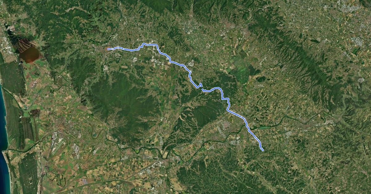Маршрут Ciclovia Francigena - VFB14 на спутниковом снимке