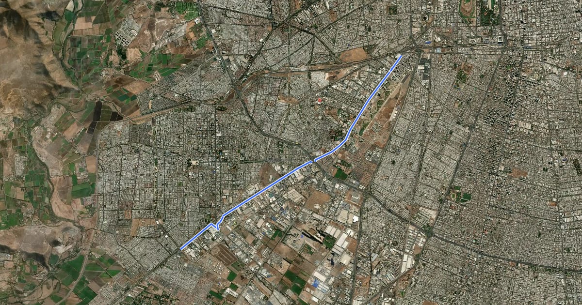 Маршрут Ciclovia Maipu - Cerrillos на спутниковом снимке