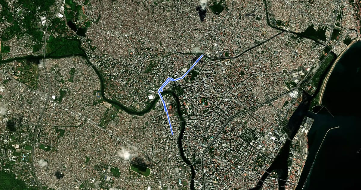 Маршрут Ciclovia Metropolitana Rua José Bonifácio/ Rua João Tude de Melo/ Rua Pde. Roma/ Rua Cônego Barata на спутниковом снимке