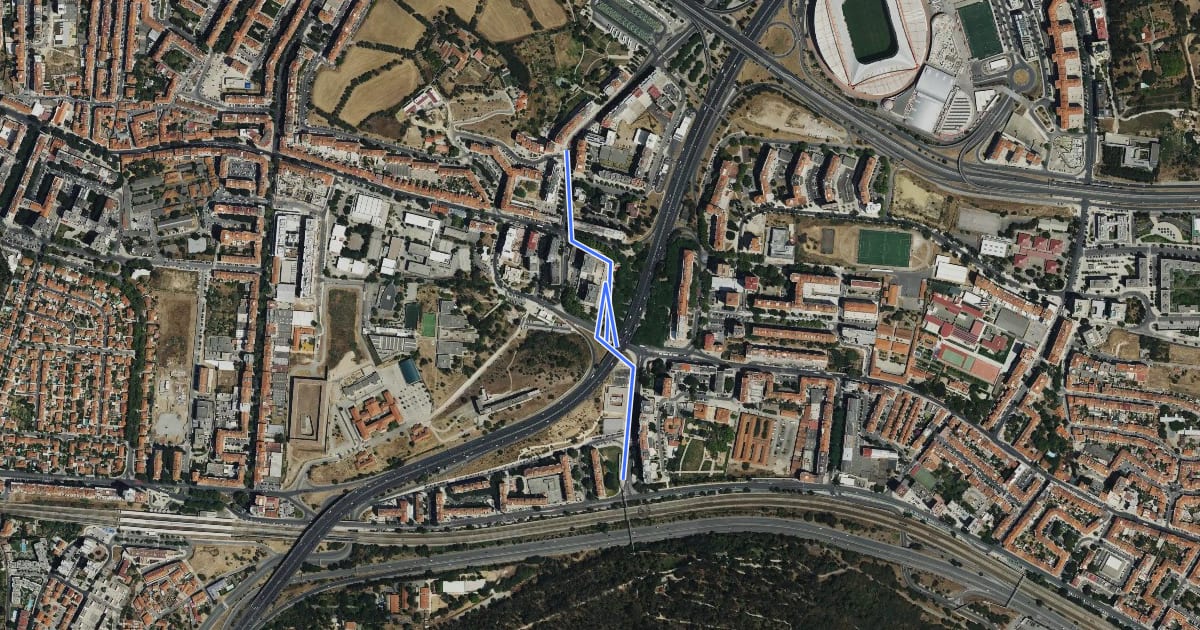 Маршрут Ciclovia Parque Florestal de Monsanto - Quinta da Granja на спутниковом снимке