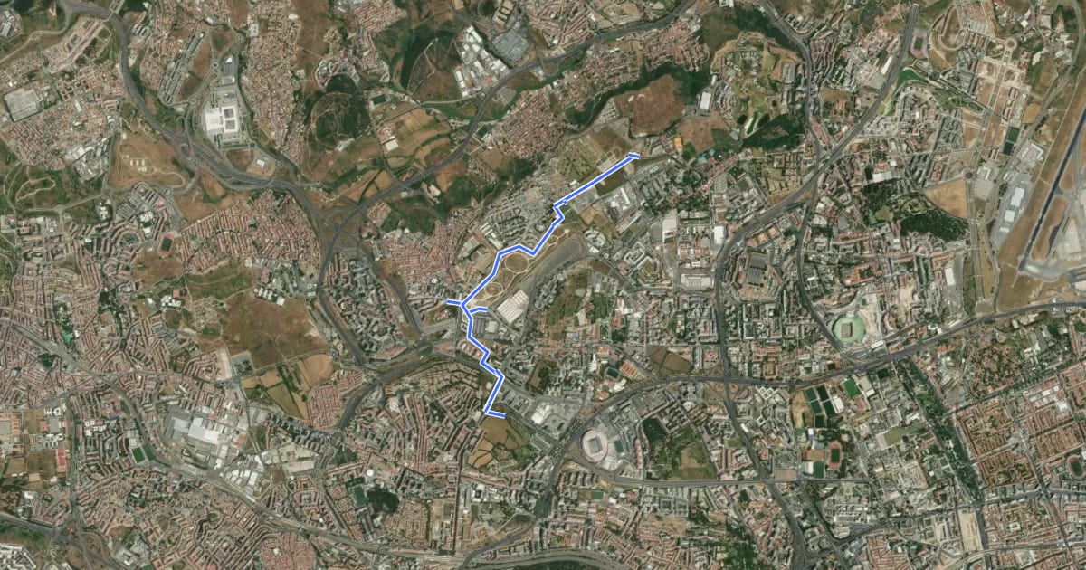 Маршрут Ciclovia Parque Quinta da Granja - Parque Quinta Mata Mouros на спутниковом снимке