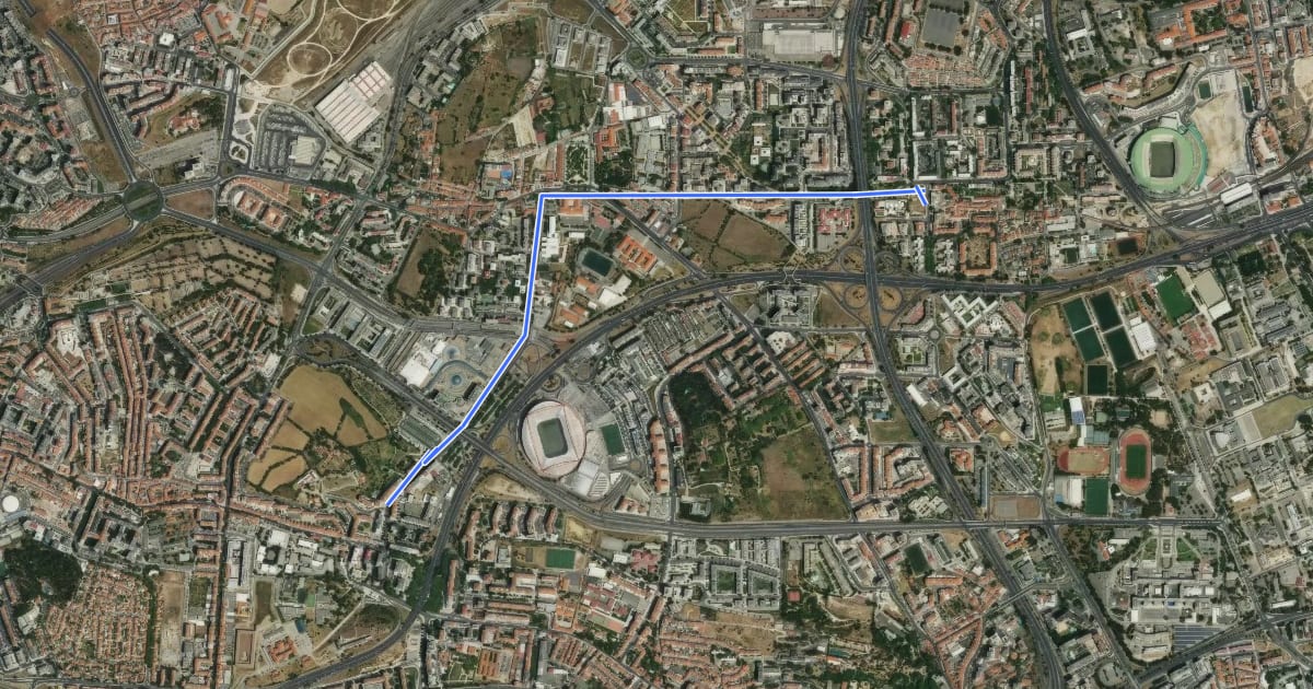 Маршрут Ciclovia Parque Quinta da Granja - Telheiras на спутниковом снимке