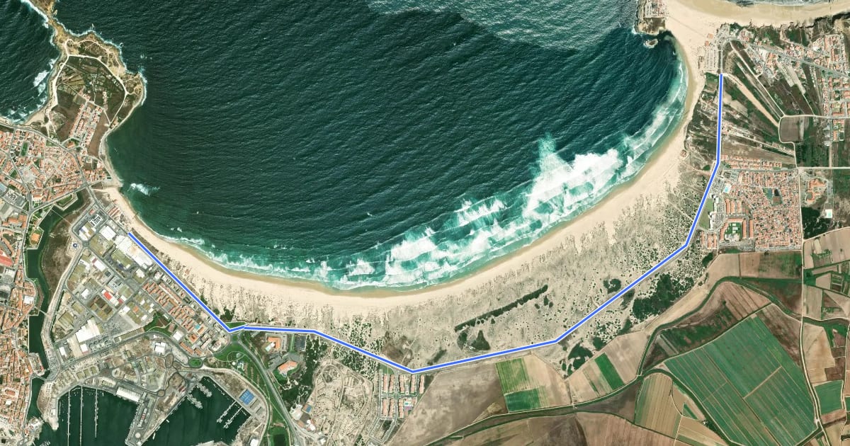 Маршрут Ciclovia Peniche Baleal на спутниковом снимке