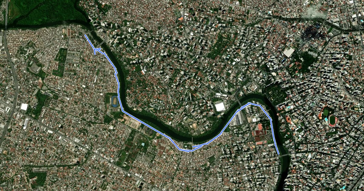 Маршрут Ciclovia Ponte do Monteiro - Parque do Santana на спутниковом снимке