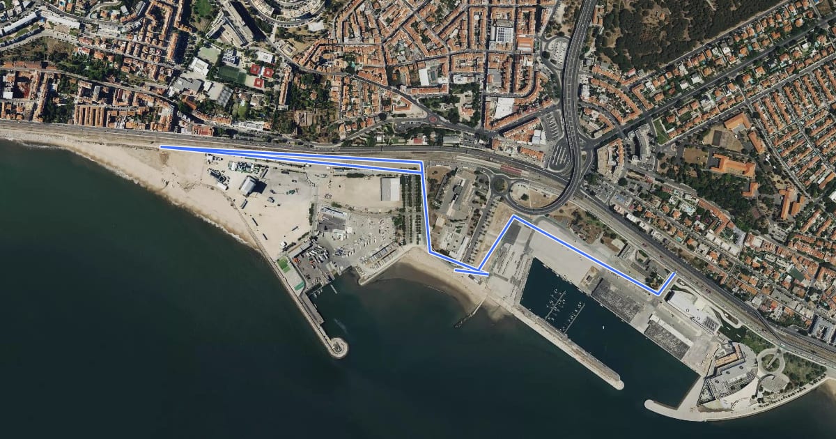 Маршрут Ciclovia Ribeirinha de Algés на спутниковом снимке