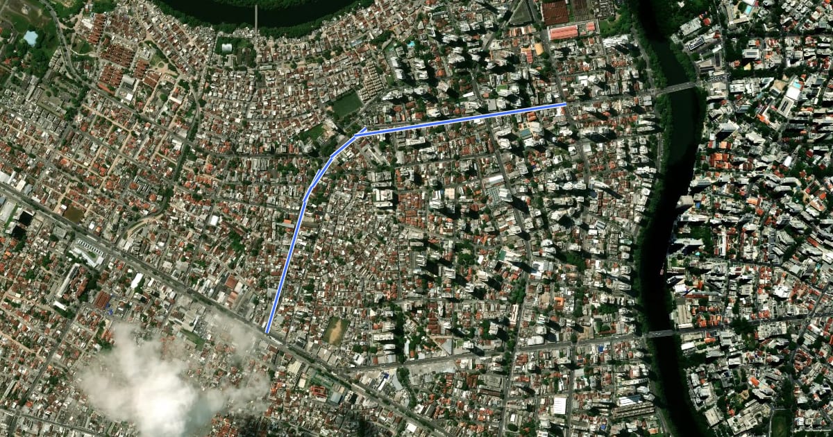 Маршрут Ciclovia Rua Conselheiro Teodoro/ Rua Conde de Irajá на спутниковом снимке