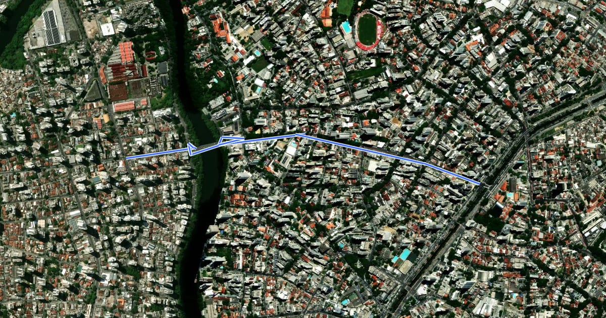 Маршрут Ciclovia Rua José Luiz da S. Barros/ Rua Amélia на спутниковом снимке