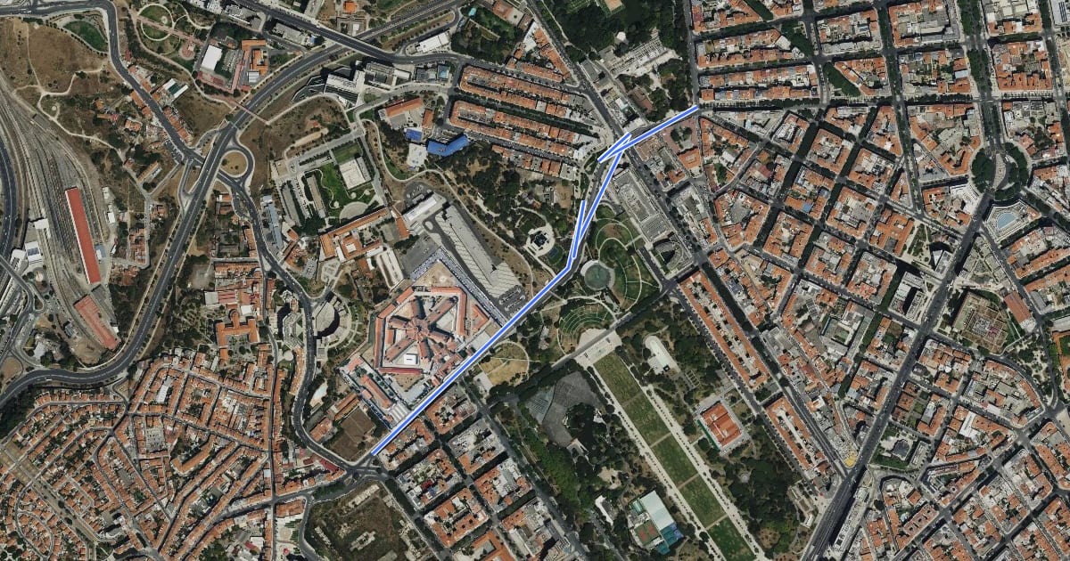 Маршрут Ciclovia Rua Marquês de Fronteira на спутниковом снимке