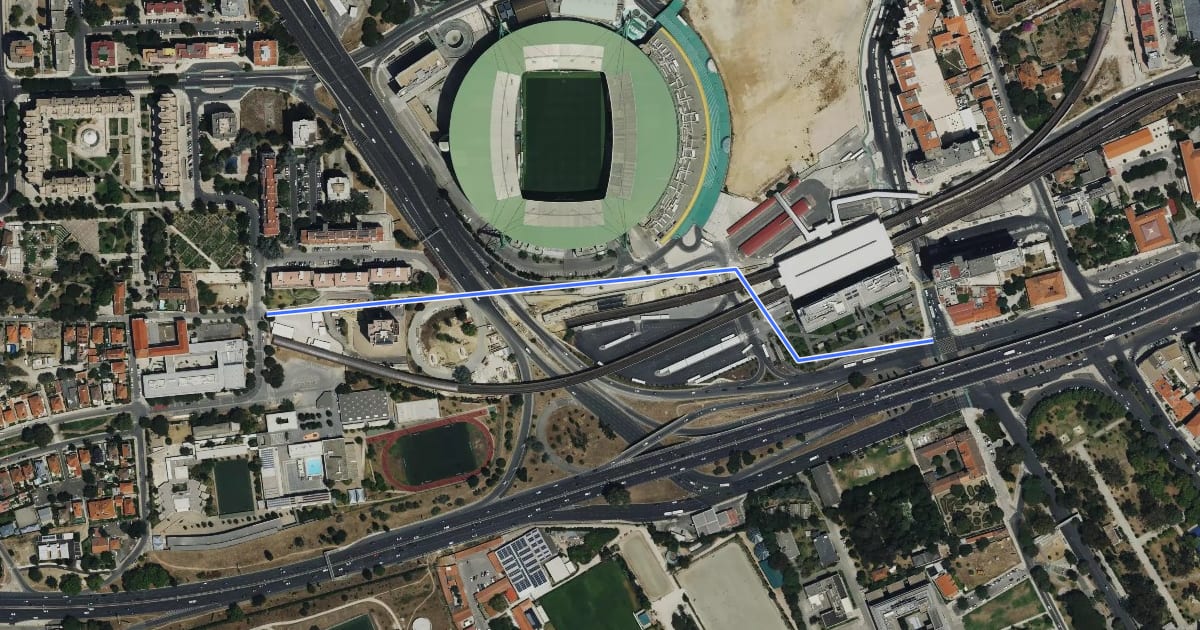 Маршрут Ciclovia Telheiras - Campo Grande на спутниковом снимке