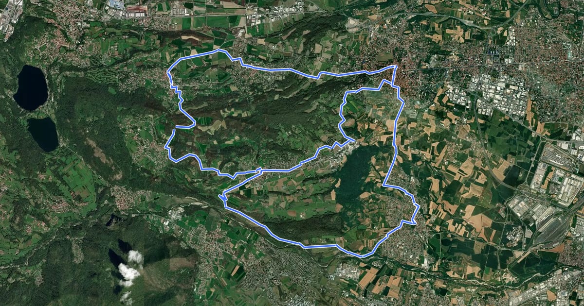 Маршрут Ciclovia Terre dell'Ovest - Anello della collina morenica (Anello Rivoli) на спутниковом снимке