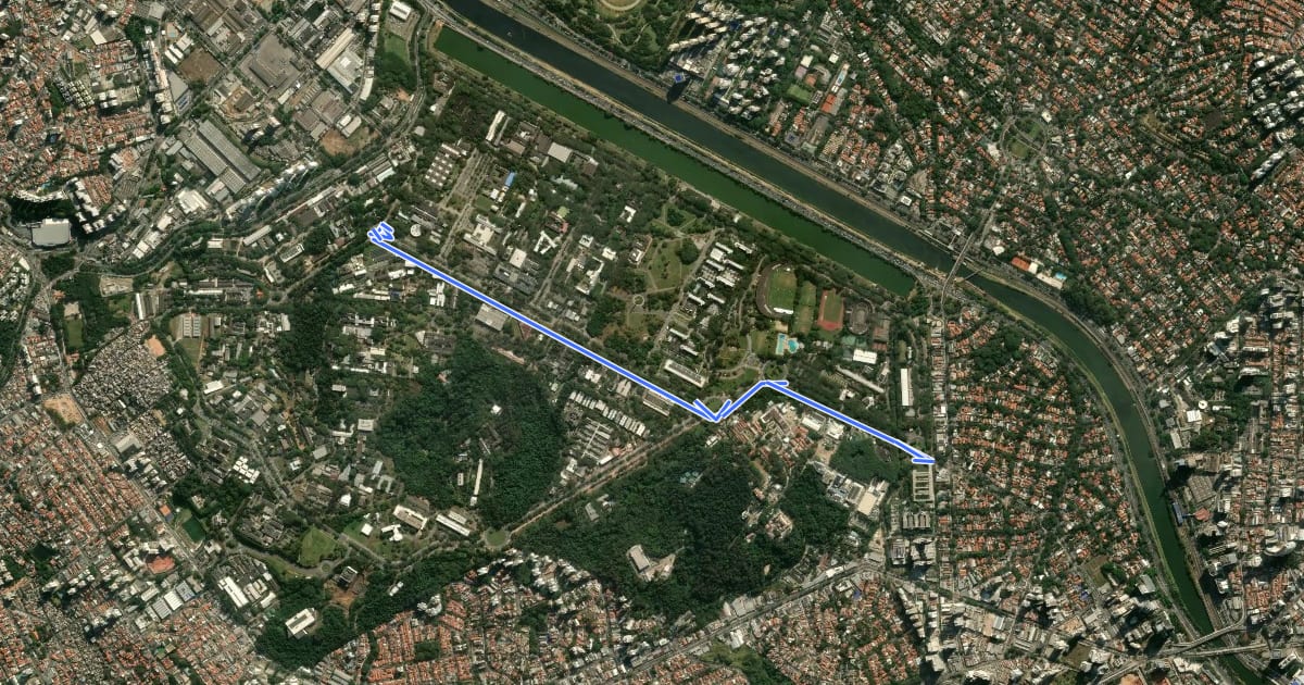 Маршрут Ciclovia USP 1 retorno на спутниковом снимке