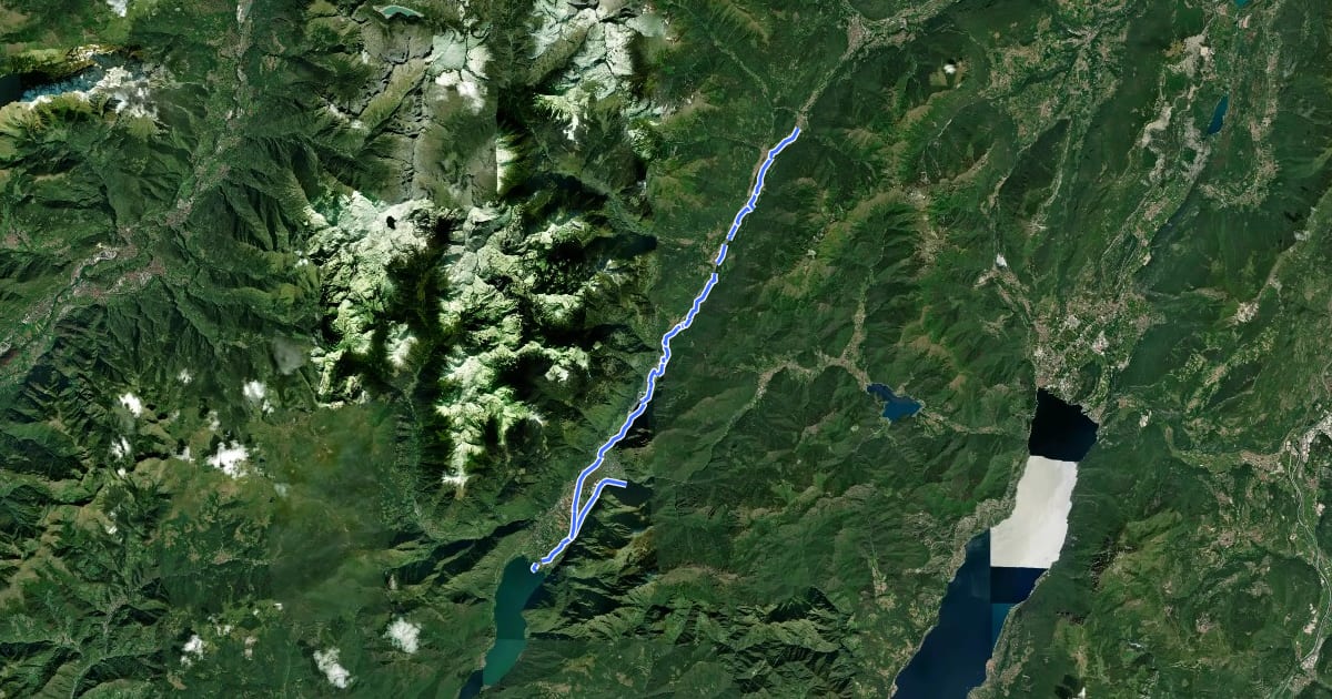 Маршрут Ciclovia Valle del Chiese CV-TN07 на спутниковом снимке