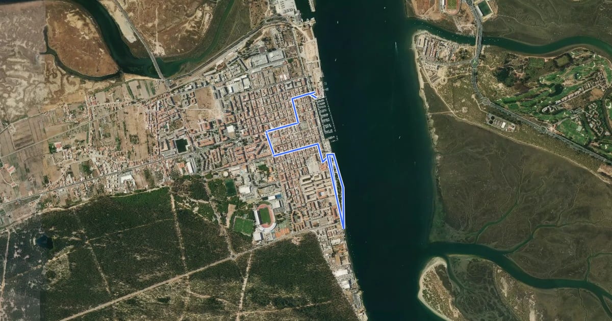 Маршрут Cidade Pombalina на спутниковом снимке