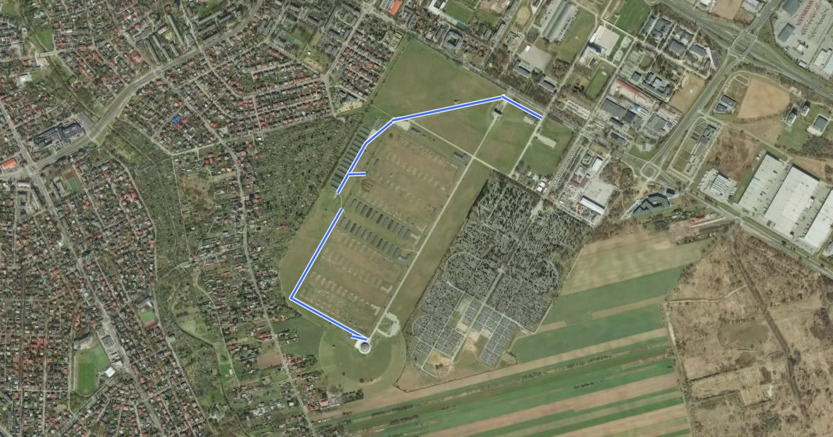 Маршрут Ścieżka Historyczna Majdanek на спутниковом снимке