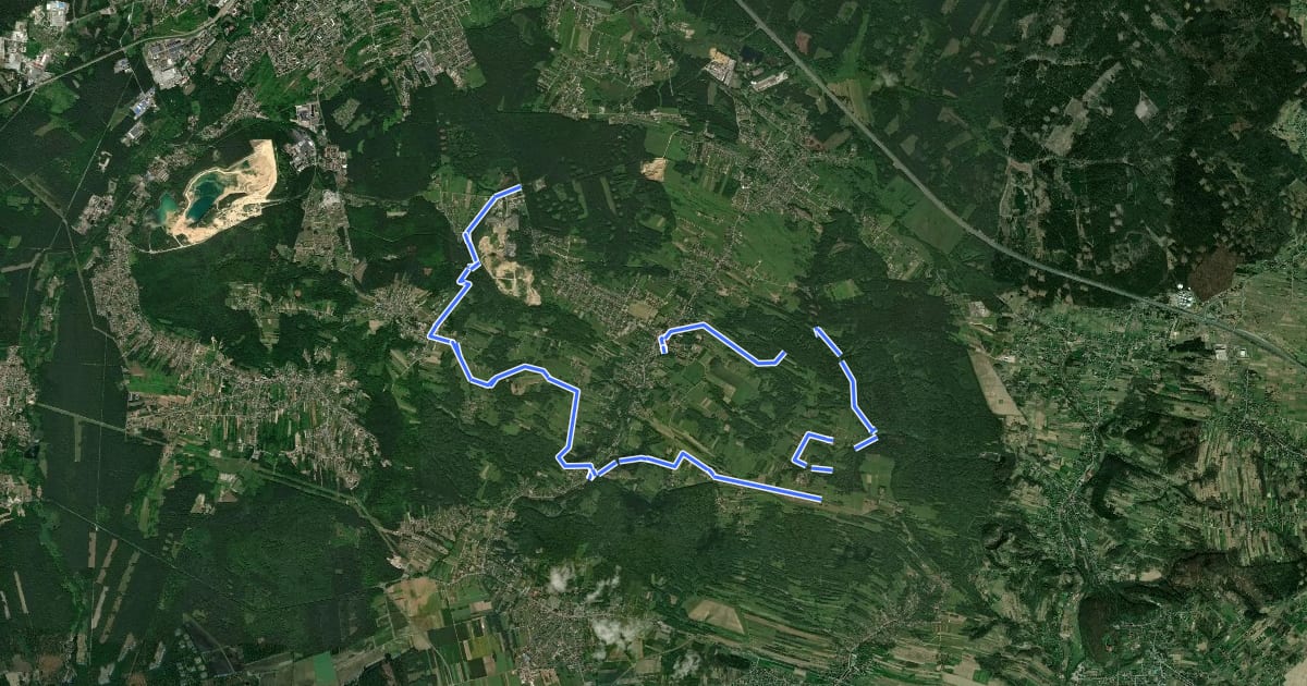 Маршрут Ścieżka hydrologiczno - dydaktyczna "Płaza Górna - Simota - Płaza Dolna- Starzyny - Pogorzyce - Źrebce" на спутниковом снимке