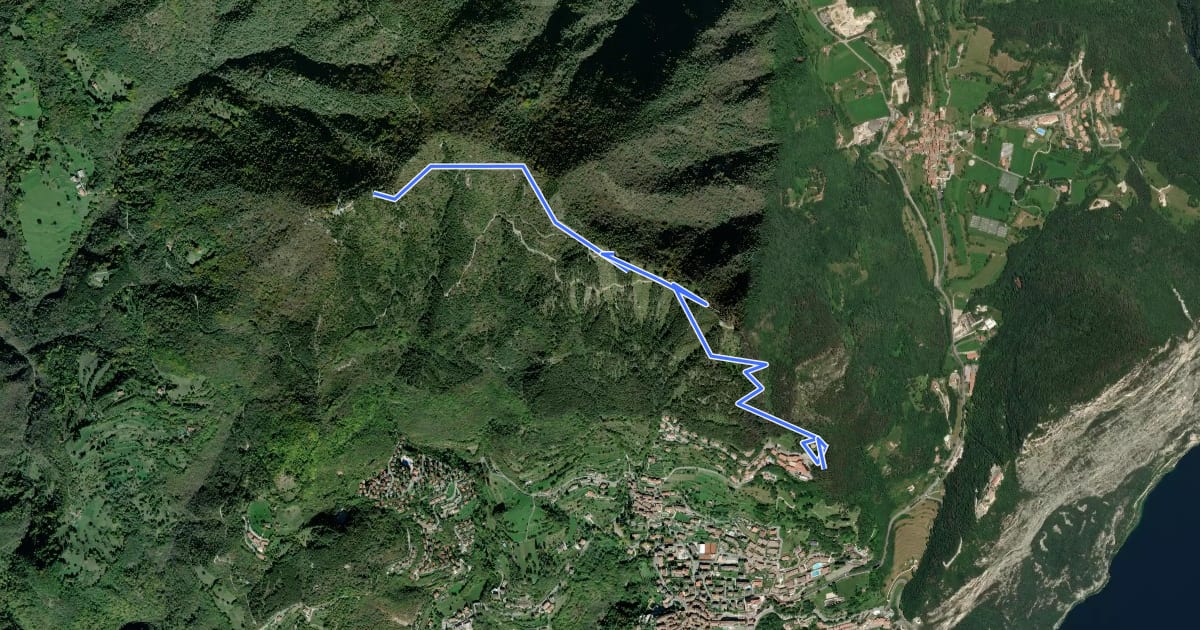 Маршрут Cima Piemp - Travalle на спутниковом снимке