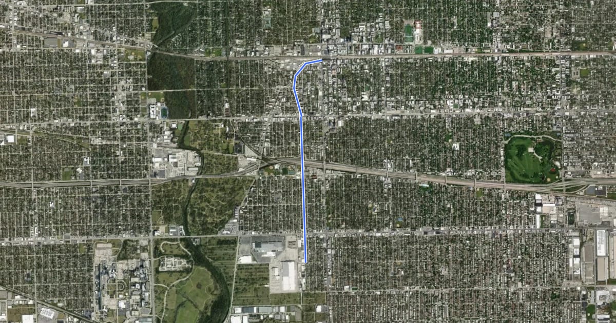 Маршрут Circle Avenue на спутниковом снимке