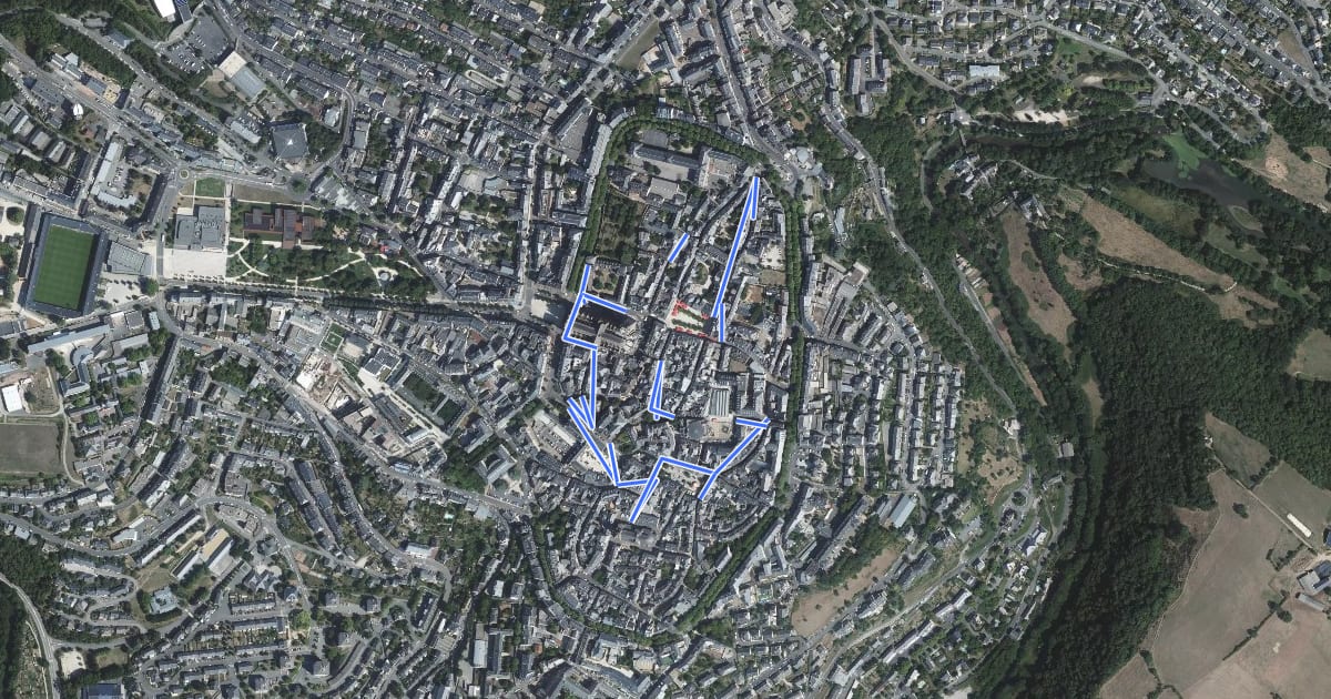 Маршрут Circuit 1 Centre-ville de Rodez на спутниковом снимке